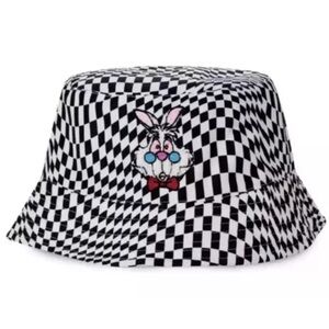 Disney Parks Alice In Wonderland Rabbit Checkered Bucket Adult Hat NWT